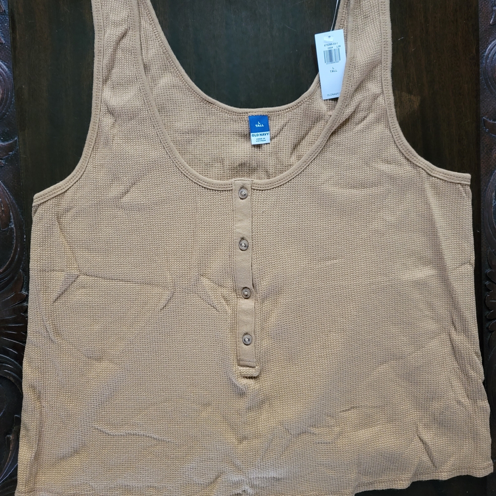 Old Navy Tan Sleeveless Button-Up Top